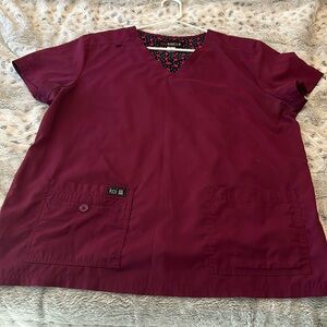 Wine color scrub top..